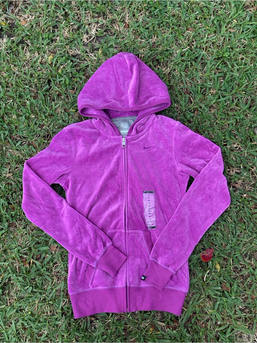 Nike Kids Purple Velour Zip-Up Hoodie